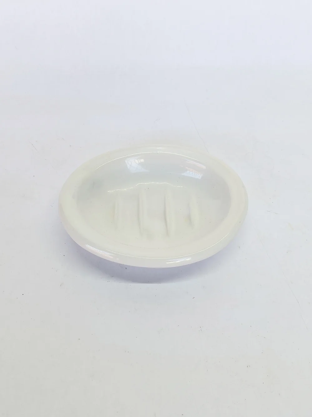 VINTAGE White Oval Ceramic Bathroom Sink Soap Dish 5.5
